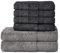 Komfortec 6er Handtuch Set aus 100% Baumwolle, 2er Badetücher 70x140 cm und 4er Handtücher 50x100 cm, Frottee, Weich, Anthrazit Grau/Schwarz