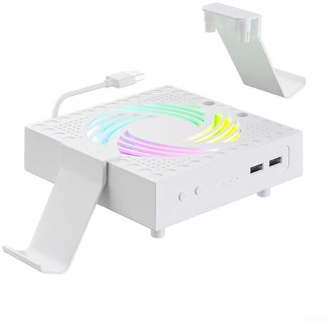 Bebykilemi RGB Gaming Console Cooling Fan With Adjustable Speed Control, For Series X/S Low Noise Operation LED Light Effects (White)