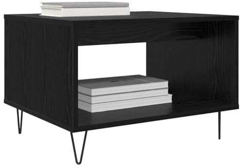 vidaXL Coffee Table Black oak 60 x 50 x 40 cm Engineered wood, Contemporary Table, Square Coffee, Minimalist, Stylish Living Room Surface, Functional Compact