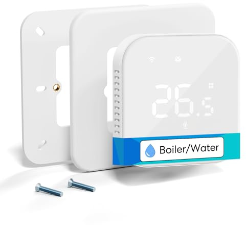 Meross Termostato WiFi Placche a Parete per Scatola 503 Compatibile con Alexa e Google Home, LED Digitale Vetro Touchscreen