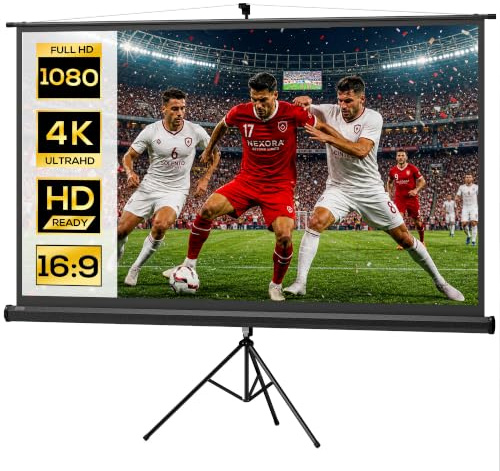 HOMCOM Beamer Leinwand mit Stativ 221 x 124 cm 100 Zoll 16:9 HD 4K Schwarz | Projektionsleinwand, Rollo-Leinwand, für Heimkino, Büro-Präsentationen