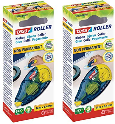 tesa Kleberoller, Wieder ablösbares Kleben, nachfüllbar (Kleberoller, 2er Pack)