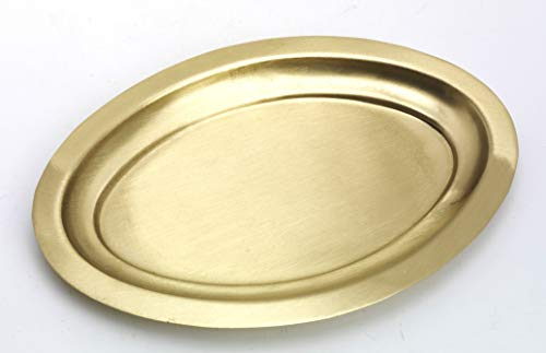 Kerzenteller oval in Messing Gold matt satiniert (Innen 16 x 9,5 cm) für Ovalkerzen, Ellipsenkerzen, Dekoteller