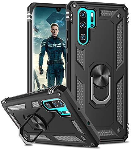 LeYi für Hülle Huawei P30 Pro Handyhülle P30 Pro New Edition,360 Grad Drehbar Ringhalter Cover TPU Bumper Schutzhülle für Case Huawei P30 Pro Handy Hüllen Schwarz