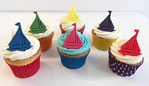 6 Mixed Colours Sugar Boat Cake Decorations- Edible, Unique and Made with Love in The UK!