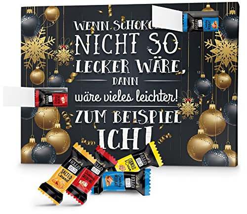 printplanet - Lindt HELLO Adventskalender mit Spruch und Füllung in 4 Sorten - Wenn Schokolade nicht so lecker wäre, dann wäre vieles leichter! Zum Beispiel ich! - 2025
