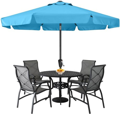 ABCCANOPY 10ft Scalloped Patio Umbrella, Outdoor Table Umbrella with Tilt and Crank, Fiberglass Ribs Deck Umbrella for Patio, Pool, Garden, Picnic (Turquoise)