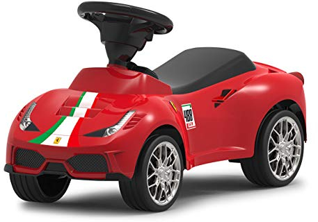 JAMARA 460604 - Rutscher Ferrari 488 GTE - Hupe am Lenkrad, originalgetreue Optik, Kippschutz, Kunstledersitz, rot, Groß