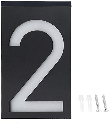 Numeri Civici LED per Energia Solare Esterno, Luce per Numerico Targhetta Negozio di Hotel Illuminazione per Cartelli Durata dell'illuminazione> 8Ore (Number 2)