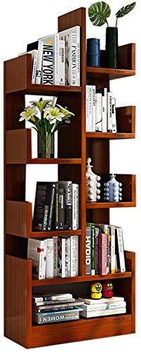 Multilayer Tree Bücherregal, Freistehender einfacher Bücher- und Zeitschriftenständer, Bücherregal, Raumteiler Regal, Für den Heimbürodekoration Bücher Schließfächer, Teak