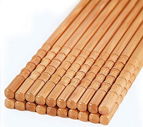 Lot de 10 paires de baguettes en bambou de 23 cm, sans peinture, sans cire, style classique chinois pour cuisine, salle à manger, nouilles gourmandes