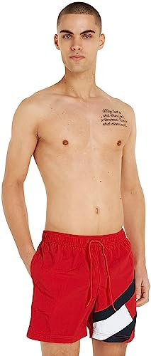 Tommy Hilfiger Pantaloncino da Bagno Uomo SF Medium Drawstring Lunghezza Media, Rosso (Primary Red), S