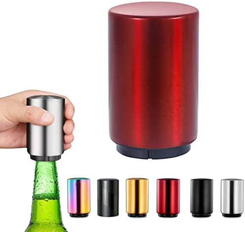 Magnetic Beer Bottle Opener,Stainless Steel Push Down Beer Bottle Opener, Beer Bottle Cap Opener with Magnet,Kitchen Gadgets for Men,Beer Gifts for Men Christmas Father's Day