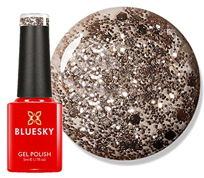 Bluesky Gel Nail Polish 5ml, Luxury Gold - BSH015, Glitter | Dense metallic flakes that cover in one coat, ready for party season on all ten nails or on a single accent.