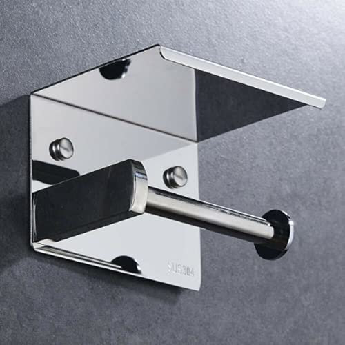 Youyijia Toilet Roll Holder Chrome Toilet Paper Stand Storage Wall Mounted Toilet Roll Holders Bathroom Kitchen Accessories with Phone Shelf
