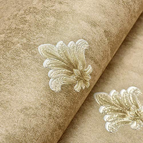 ZZDXL Tapeten Retro Gelb Tapete Vliestapete 10 M X 0,53 M,3D Tapete Für Schlafzimmer Wohnzimmer Oder Küche,Modern Klassisch Elegance Tapete,Wandtapete