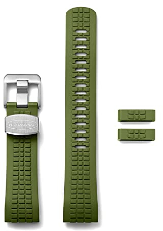 CRAFTER BLUE CB12 Uhrenarmband mit gebogenem Ende, Gummi, Ersatz für Turtle Prospex Automatik-Tauchuhr - Grün