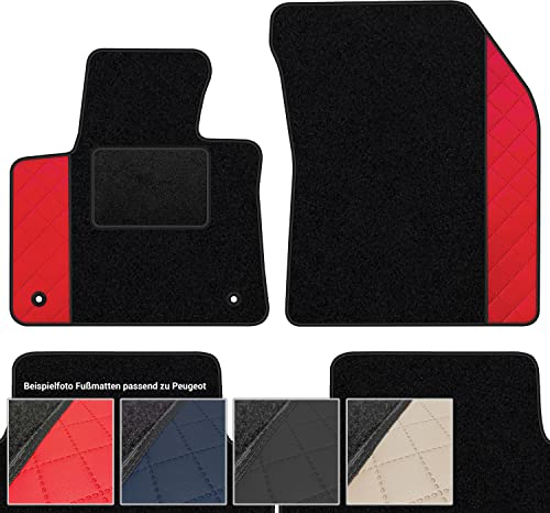 moto-MOLTICO Fußmatten Auto Velours Autoteppiche Schwarz Automatten Set 4-teilig - Auffälliges Design - passend für Peugeot 3008 II ab 2016 (Rotes Muster)