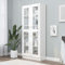 Gecheer Vitrinenschrank Bücherschrank Aktenschrank Mehrzweckschrank Standvitrine Kommode Spanplatte Hochglanz-Weiß 82,5x30,5x185,5 cm