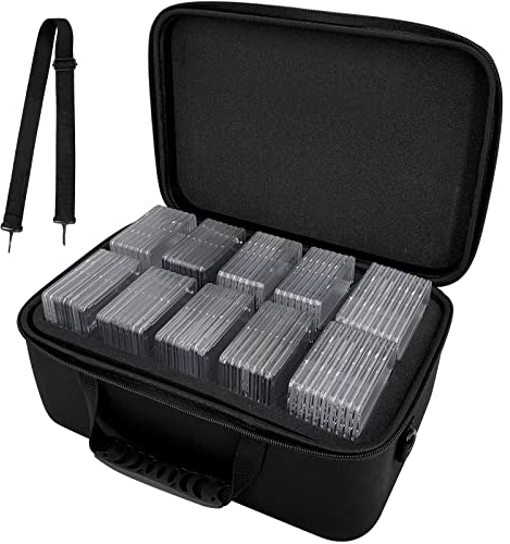 Graded Card Case Storage Box Fits for 64 Graded Sports Trading Cards, Slab Card Holder Organizer for CSG, BGS, FGS, PSA, SGC, Toploaders Football card with Removable Thick Foam Slots (Tasche Only)