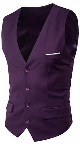 EFOFEI Herren Slim Fit Lace Up Weste Back Work Formelle Weste Casual V-Ausschnitt Baumwollweste Top