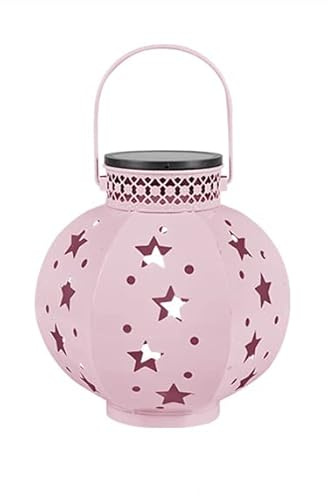 Solarlaterne für Außen Wasserdicht Garten Laternen Hängend Solarlampen LED Vintage Solar Laterne Outdoor Metall Solarleuchten Gartenlaterne für Gehweg Patio Terrasse Balkon Rasen Hof (Rosa)
