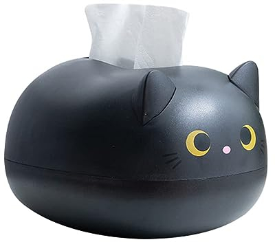 JTBDWOSK Taschentuchbox, Cartoon Katze, Rechteckig, ABS, Schwarz