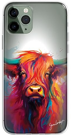 SmartGiftShop British Farm Woodland Animals Case OIL Palette Knife Art CLEAR Phone Cover Case Exclusive Artwork for iPhone 13 Pro Max - Highland Cow B