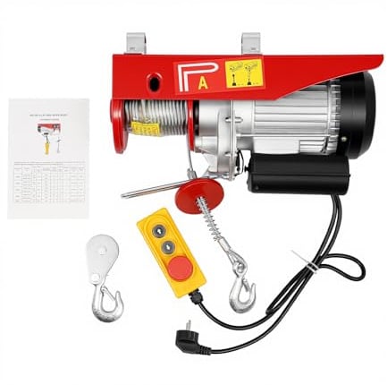 QRANSEUYXY Electric Hoist, 1300W 220V Elektrische Seilzug Motorwinde Lastenaufzug mit Notausschalter Kabelfernbedienung