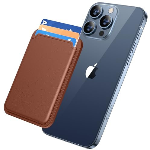 Miracase Magnetic Wallet, Compatible with MagSafe Wallet, 3-Card Holder, for iPhone 16/15/14/13/12/11 Series, 3-Card Holder, Vegan Leather, Brown