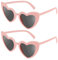 Ainiv Herz Sonnenbrille, 2 Stück Herzförmige Party-Sonnenbrille, UV400 Sonnenschutz und UV-Schutz Schwarze Graue Linse, Mode Brillen für Damen Herren Kinder Party Reise Fotoshooting (Rosa)