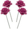 Kunstrosen-Blüten mit Stiel als künstliche Deko-Rosen aus Wachs - 4 rosa pink Rosenblüten wie echt für Blumengestecke Blumen-Dekoration - Wachsrosen als Kunstrosen Friedhof Grabschmuck