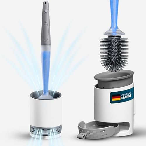 schwegler.online | Toilettenbürste Silikon - Klobürste Silikon befüllbar mit WC-Reiniger | WC Bürste Silikon mit festem Stand inkl. Wandhalter.