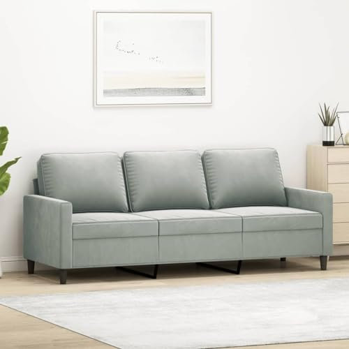 Iiaky 3-Sitzer-Sofa Wohnzimmer Sofa Sitzecke Wohnzimmer Sofa Couch Sitzecke Hellgrau 180 cm Samt