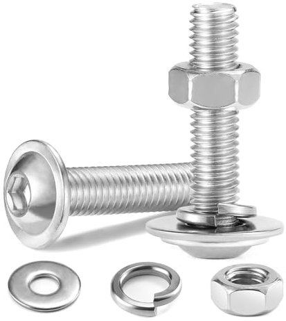 Dayalo Viti a testa bombata a esagono incassato, viti M8, in acciaio inox A2 V2A, set di viti filettate con dadi e rondelle, filettatura completa, M8 x 35 mm, 10 pezzi