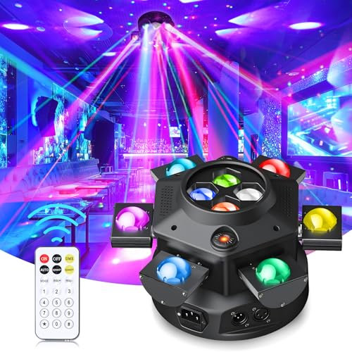 BOSYTRO 150W Luci DJ a Testa Mobile, LED RGBW Luci Discoteca Con Telecomando e Controllo del Suono, Luci Festa Con Controllo DMX 512 per Matrimoni Dj, Feste, Illuminazione Scenica E Bar