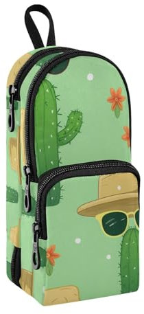 Federmäppchen mit Kaktus und Hüten, großes Fassungsvermögen, Stifttasche mit Fach, Schüler-Schultaschen-Form, Schreibwaren-Organizer, Federmäppchen, Marker-Etui für Schule, Büro, Arbeit, Kaktus mit