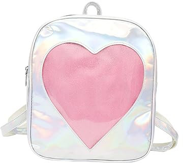 COSMEVIVI Mochila Plateada Brillante para Mujeres Y Niñas Diseño de Corazón Gran Capacidad de Almacenamiento Antirrobo Cómoda con Correas Ajustables Bolso para Estudiantes