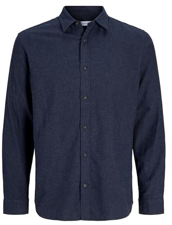 JACK & JONES Male Flanellhemd Comfort Fit Flanellhemd | Bio-Baumwolle | nachhaltige Materialauswahl | Normal Fit | Knopfleiste | Einfarbig | atmungsaktiv | Casual-Style