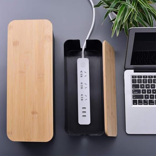 Kabelbox Kabelmanagementbox mit Holzdeckel groß und klein Kabelmanagementbox Adapter Kabelbox Weiß (A)