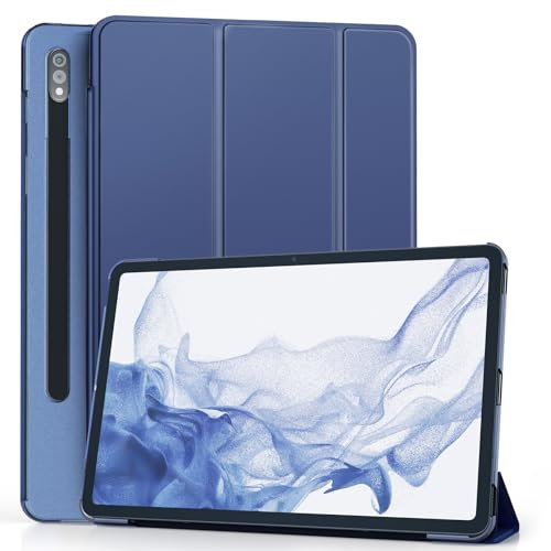 TechDealsUK Case For Galaxy Tab S9+ (2023) 12.4-Inch, Tab S8+ (2022), Tab S7 FE (2021), Tab S7+ (2020) Smart, Slim, Magnetic Cover with Auto Sleep/Wake Function (Blue)