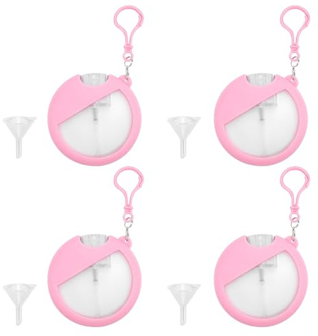 Biiange 4 Pack Pink Card Spray Bottle, Portable Perfume Travel Refillable Bottles, Mini Perfume Atomizers, Travel Size Spray Bottles Accessories (Pink, 25ml)