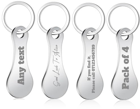 JPHCHSC Lot de 4 jetons de chariot de courses personnalisables en acier inoxydable amovibles pour débloquer les chariots de supermarché