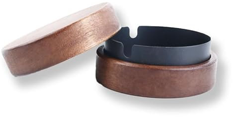 Cendrier coupe-vent en bois, cendrier avec couvercle, cendrier, coupe-vent et anti-odeurs, convient pour bar, bureau, salon, fête (noir)