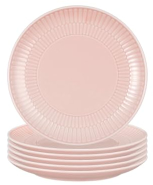 Seltmann Weiden Amina Rosé Brotteller 6er Set, 16 cm, Runde Beilagenteller mit dezentem Relief-Muster, Spülmaschinen- und Mikrowellenfest, Porzellan, Rosa
