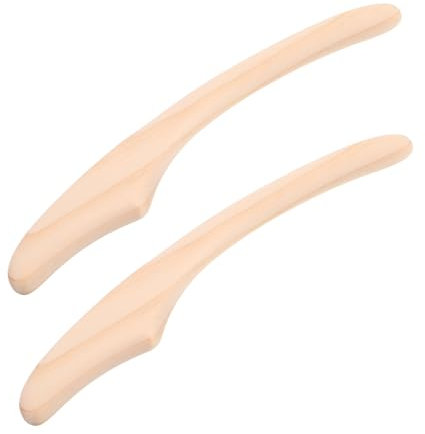 FRCOLOR 2St Nudelschnitzstab Büro Stifthalter Ebenholz Etikettenhalter-Schlüsselanhänger Halsmutter gesichtspflege muskelentspannung Message-Stick Gesichtsformung hölzern Light Brown