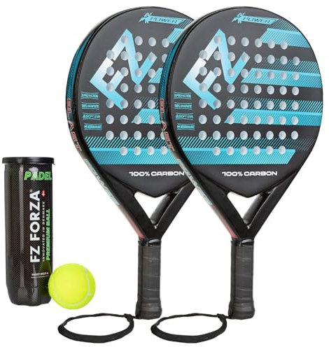 Padel Tennis Starter Set – 2 Padel Schläger & 3er Dose Padelbälle | Padelschläger 2er Set für Anfänger & Fortgeschrittene | Hochwertige Carbon Padelschläger