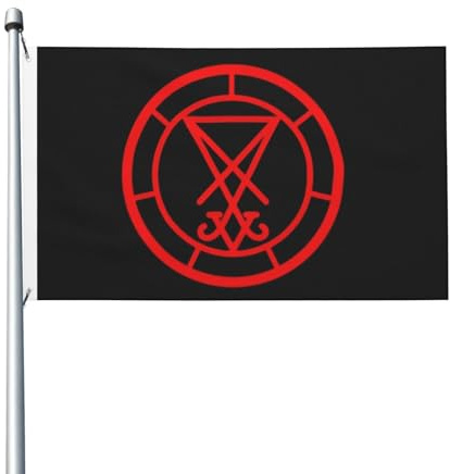 Langlebig Flagge 90X150Cm Siegel Des Luzifers, Satanisches Satanismus-Symbol Premium Flagge Dekoration Banner Für Bauernhof, Hauswanddekoration, Halloween