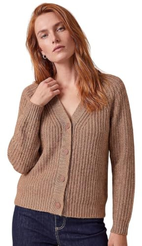 Roman Originals Metallic Button Knit Cardigan for Women UK - Ladies Everyday Autumn Winter V-Neckline Comfy Soft Evening Vacation Work Party Night Out