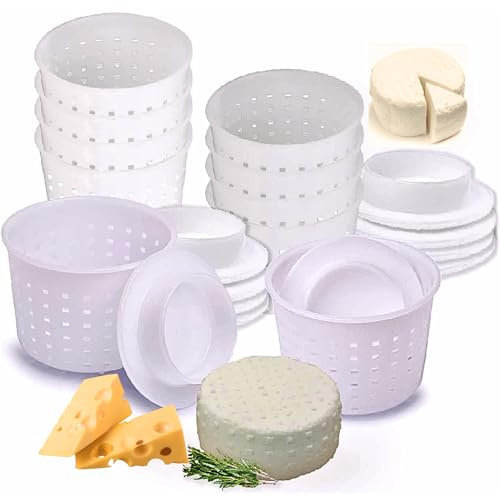 10 formine per formaggio con alimentatore da 300 ml - Set per la preparazione di formaggi duri e morbidi per la casa - Cestino per formaggio